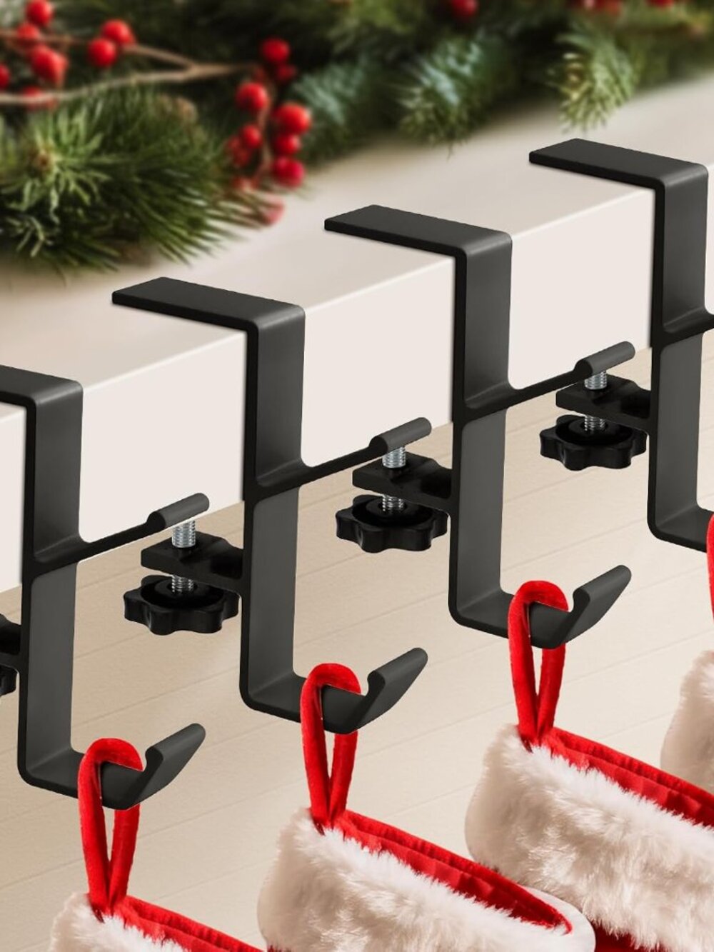 4 Pack Stocking Holders for Mantle for Christmas Decorations,2 in 1 Mantle Garla